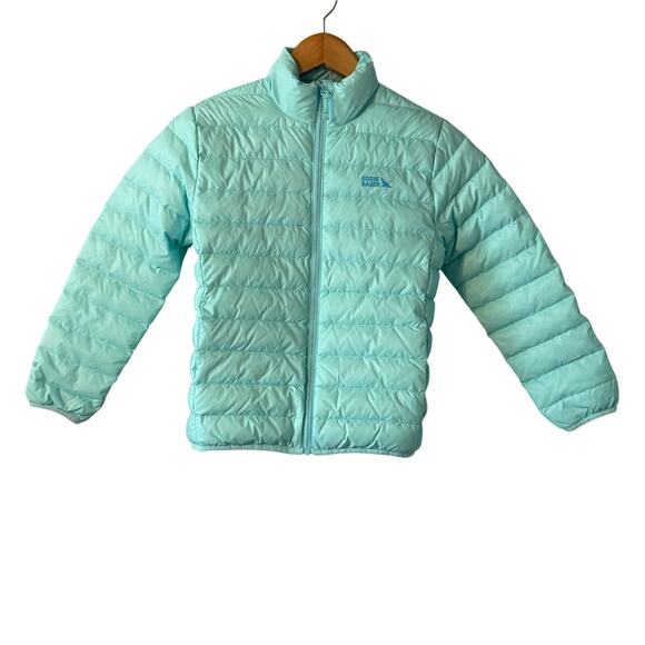 Eddie Bauer Lightweight Down Green Puffer Jacket Girls Size Medium (7/8) - Picture 1 of 9